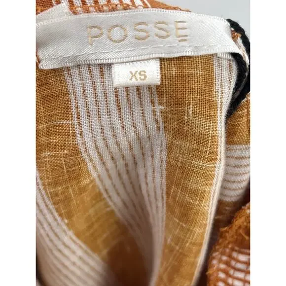 B51 Posse Striped Linen Midi Dress XS Layered Tie Waist Resort Flowy Cruise - Picture 9 of 10